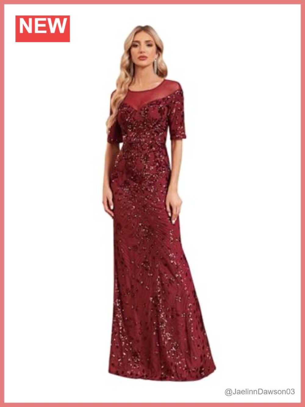 Sequin Mermaid Formal Evening Gown Half Sleeve Mother of Bride